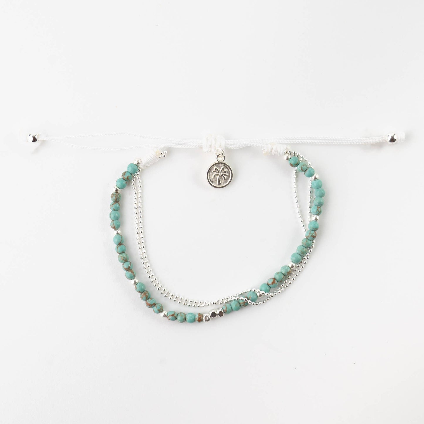 Pineapple Island - Punaluu Beaded Bracelet, Silver-Plated Jewelry, Boho: Turquoise