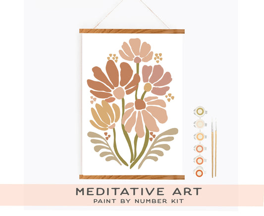 Breathe People - Vintage Flowers Meditative Art Paint by Number Kit