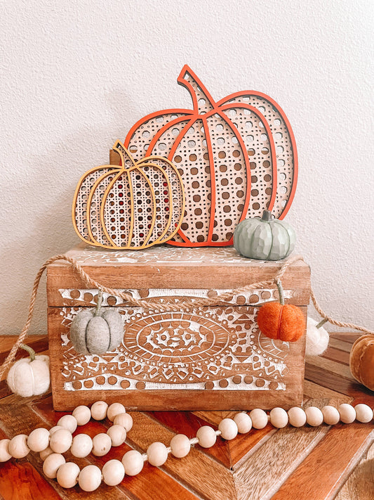 Willie & Dolly Designs - Rattan Boho Pumpkin - 12 Inch