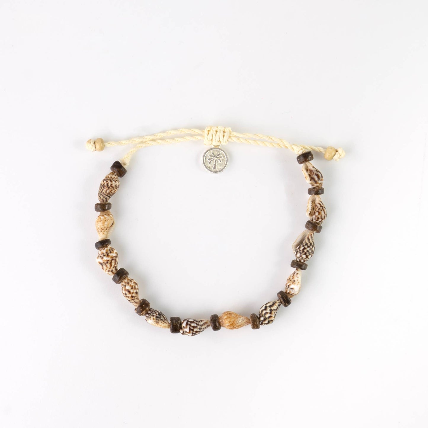 Pineapple Island - Natural Wood Bead and Shell Bracelet