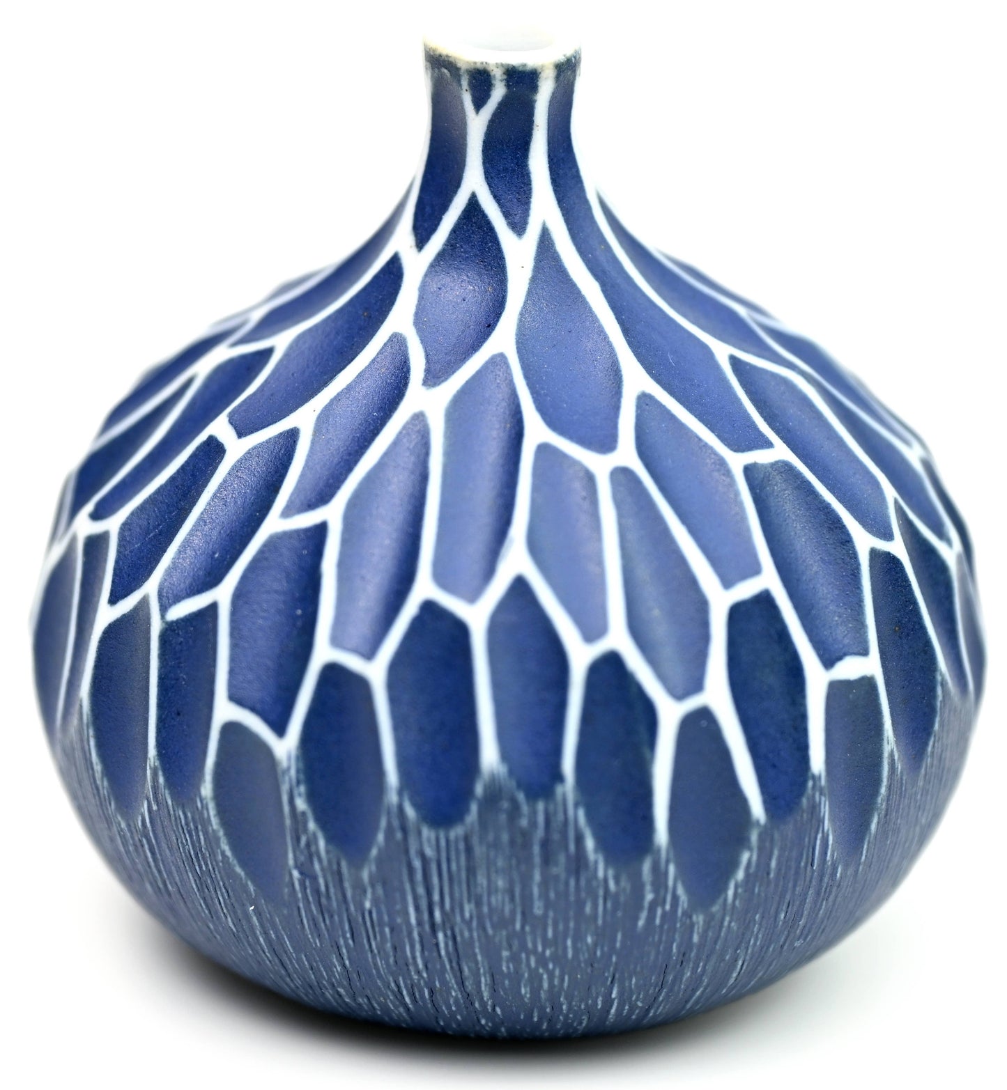 Art Floral Trading LLC - Tiny Congo Porcelain Bud Vase - Blue Textured Webbing