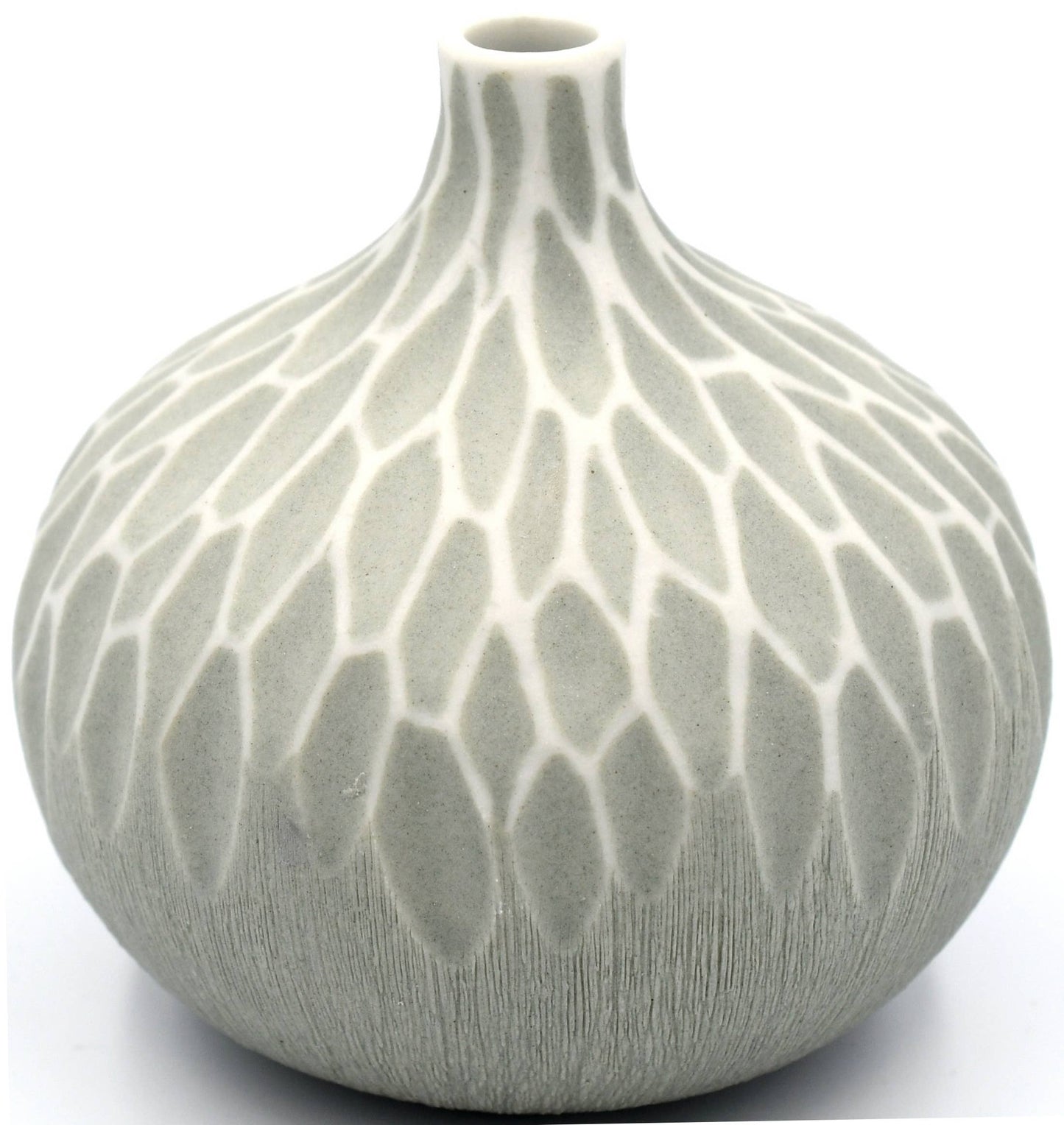 Art Floral Trading LLC -Small Congo Porcelain Bud Vase - Grey and White Webbing