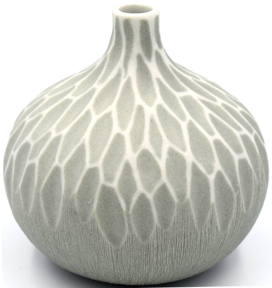 Art Floral Trading LLC -Small Congo Porcelain Bud Vase - Grey and White Webbing