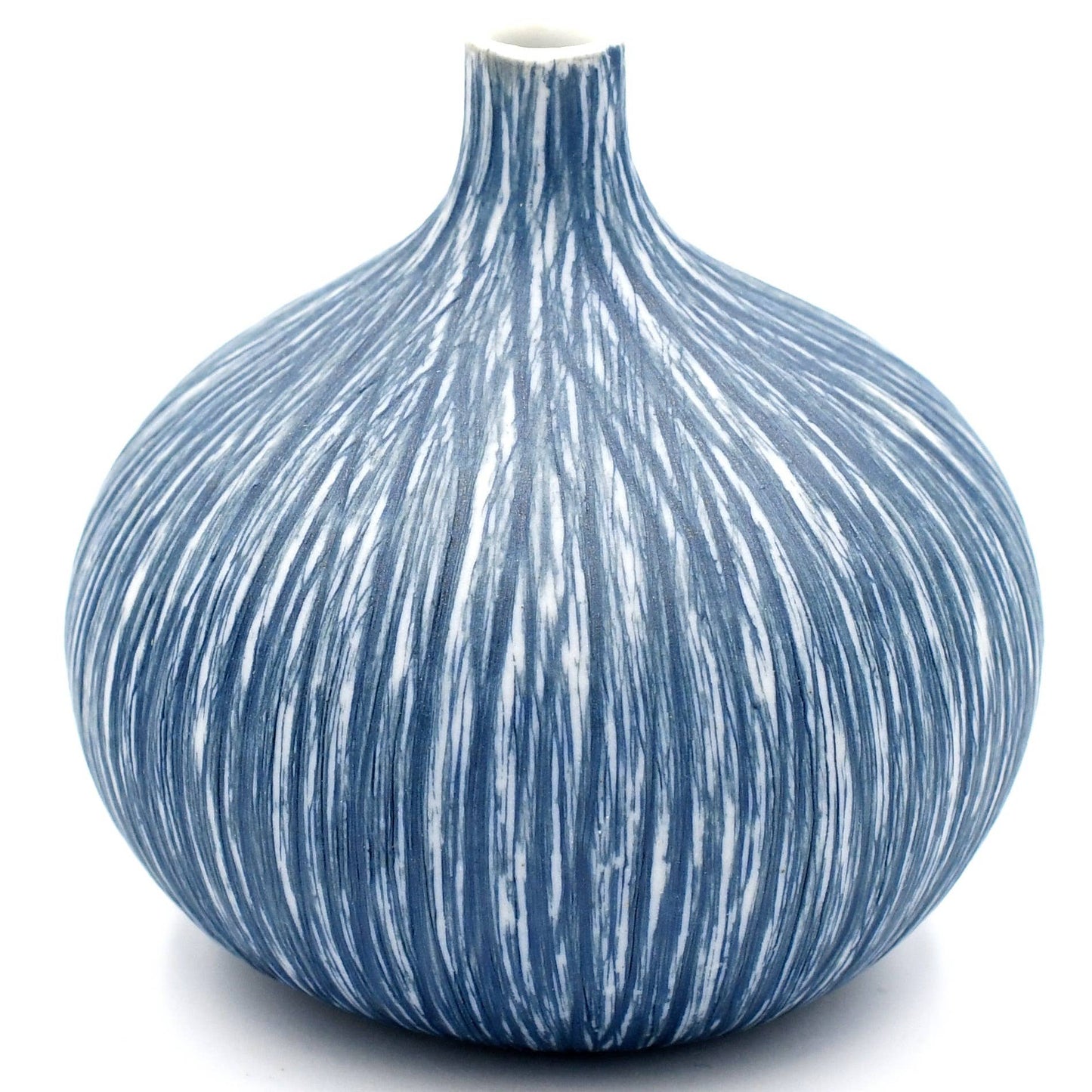 Art Floral Trading LLC - Tiny Blue Congo Porcelain Bud Vase - Blue with White Wisps