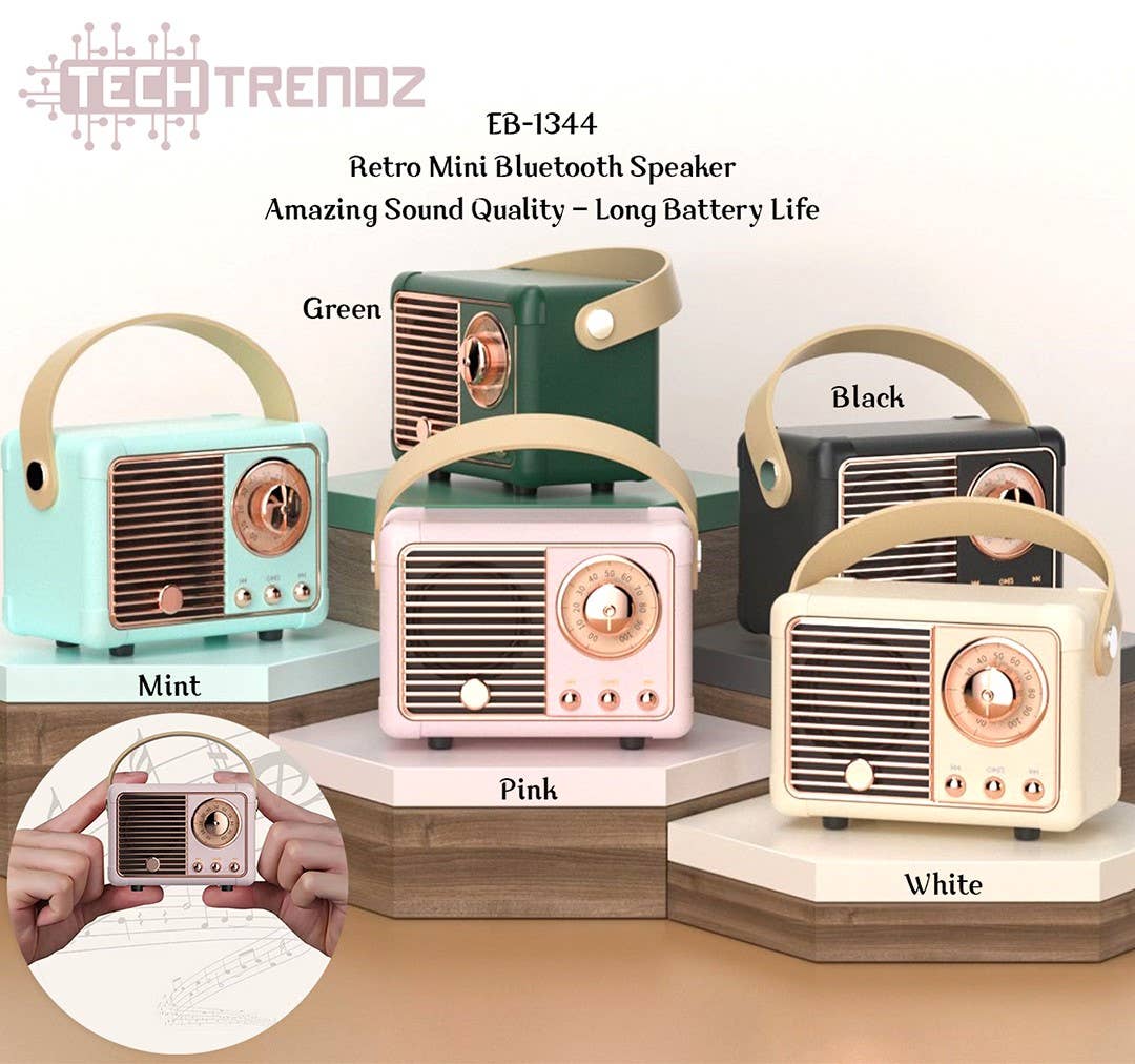 Tech Trendz - Retro Bluetooth Speaker - Pink