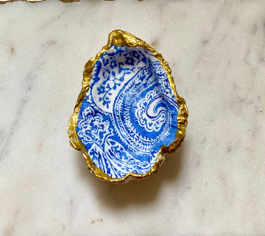 Del Mar Designs DC - Blue Paisley Oyster Shell Jewelry Dish: Medium