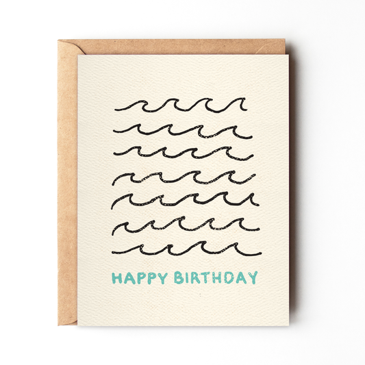 Daydream Prints - Happy Birthday Wave - Simple Beach Birthday Card